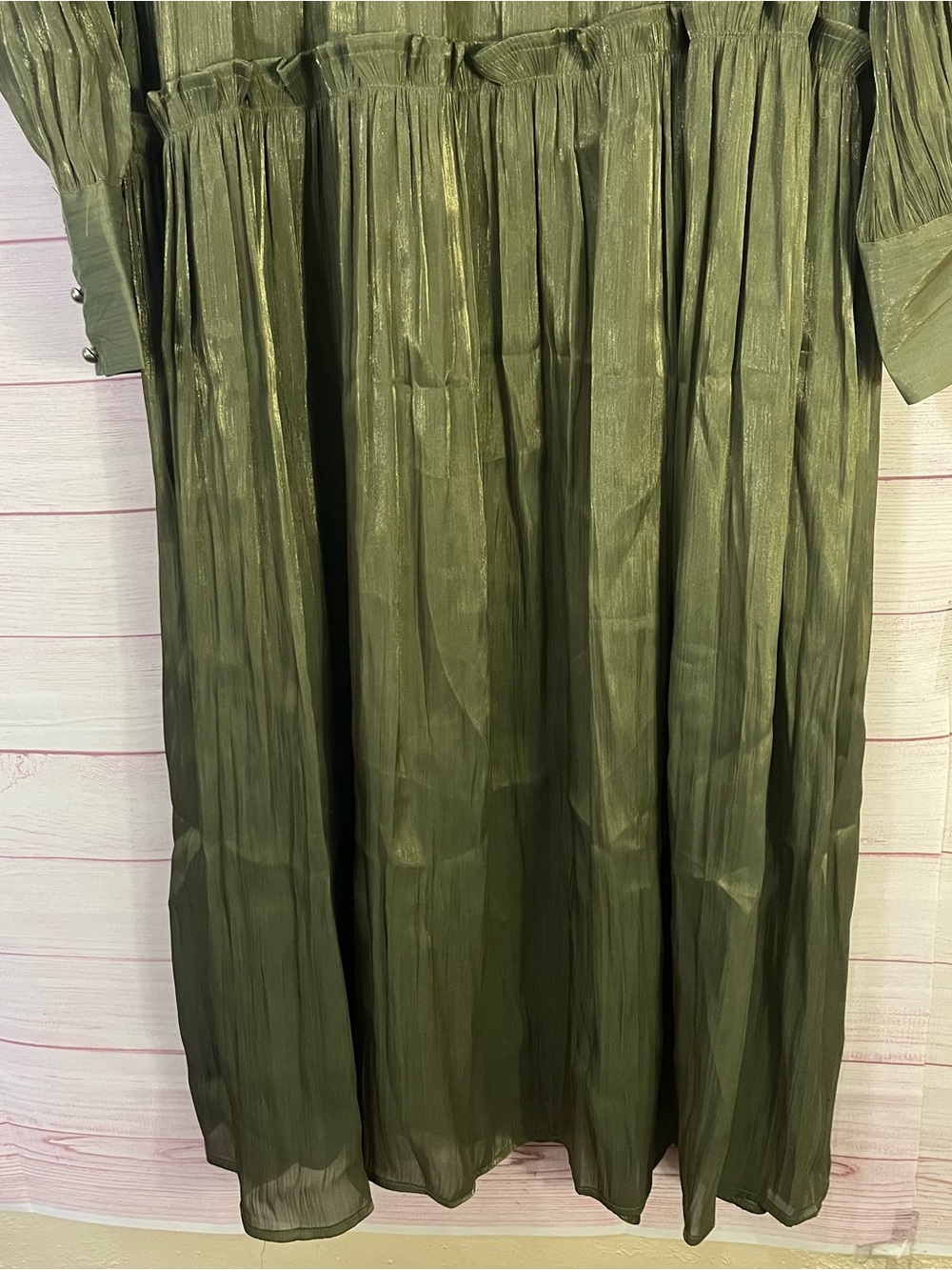 Anewsta NEW Olive Green Long Sleeve Teir Maxi Dress Size 12 - Picture 6 of 10